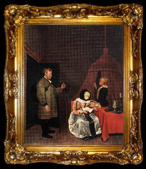 framed  Gerard ter Borch the Younger The Message, ta009-2